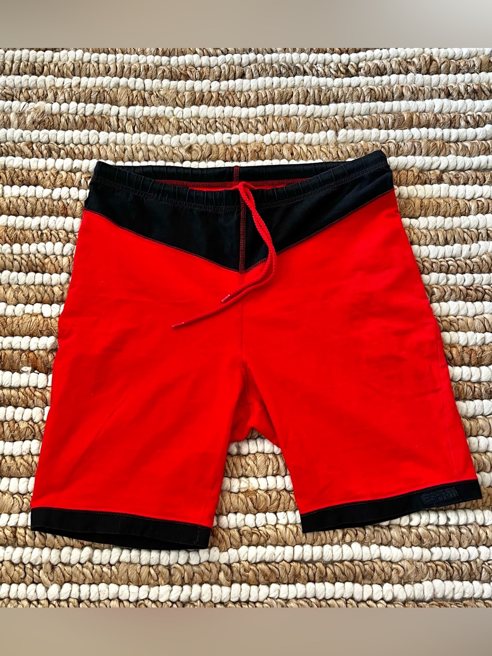 Vintage ESPRIT Red and Black Cotton work out shorts with drawstring